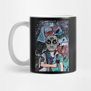 Embrace the Darkness with Hate NFT - A Mysterious Male Character in Indian Mask Mug